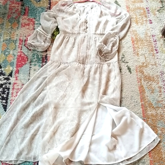 ELLA MOSS Cottagecore Cream Natural Gown Rayon Revolve Chic Hippie Peasant Dress - Picture 3 of 12